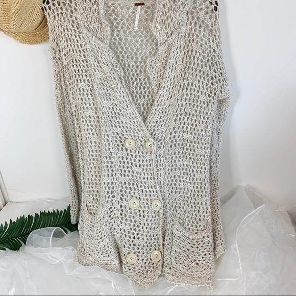 Free People Double Button Summer Sweater Pockets! - Picture 1 of 5